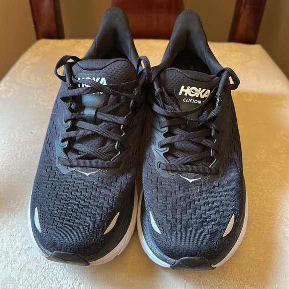 Hoka Clifton 8 One One athletic running shoes in EUC, black and white - Picture 1 of 13
